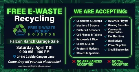 Falcon Ranch Garage Sale – Free E-Waste Collection event flyer