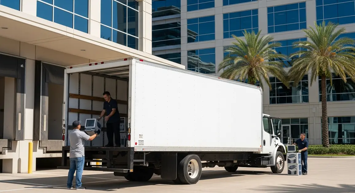 Houston business office clearing out old computers and electronics with free certified e-waste pickup to prevent data breaches